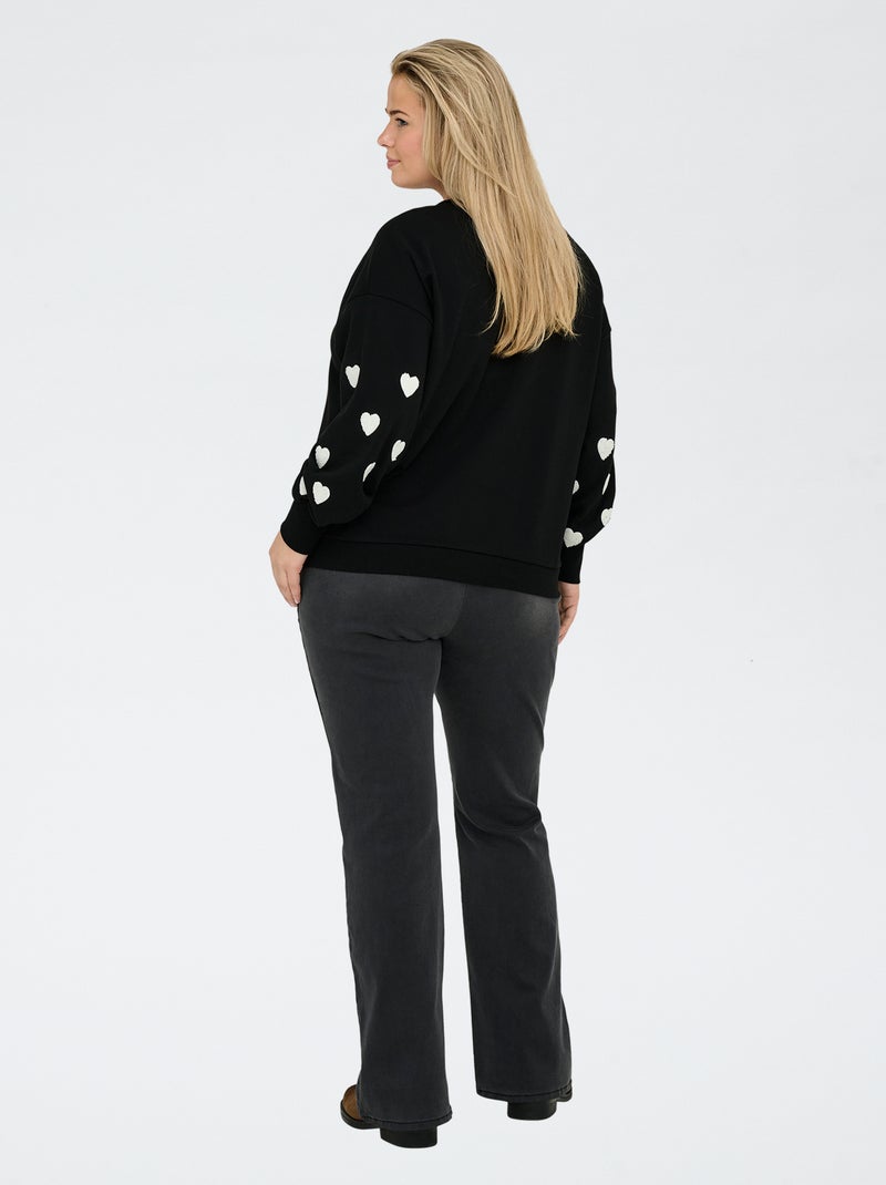 Only Carmakoma | Sweater met hartjesprint Zwart - Kiabi