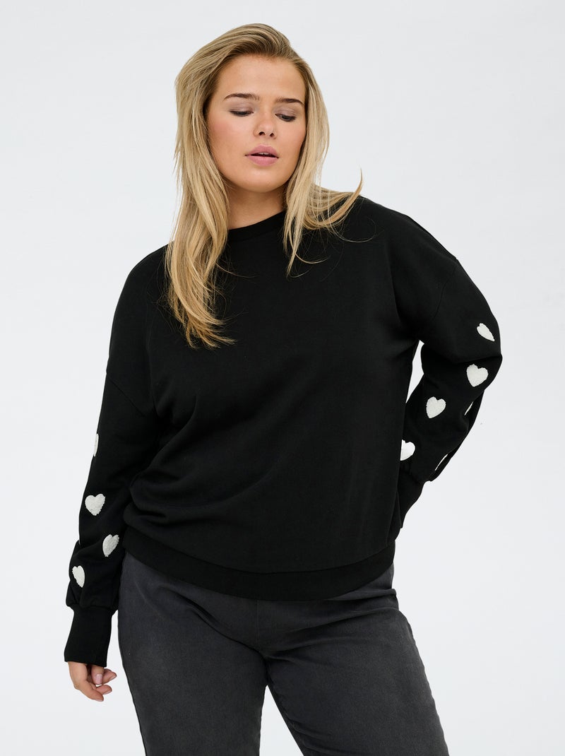 Only Carmakoma | Sweater met hartjesprint Zwart - Kiabi