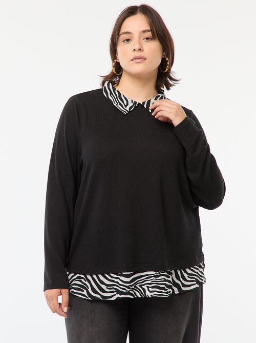 Only Carmakoma | Trui met 2-in-1 effect met blouse-effect - Kiabi