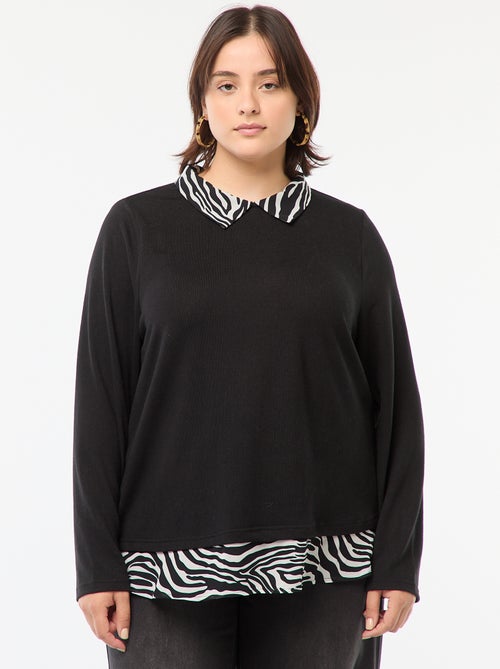 Only Carmakoma | Trui met 2-in-1 effect met blouse-effect - Kiabi