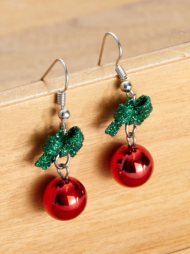 Oorbellen 'kerstbal' rood - Kiabi