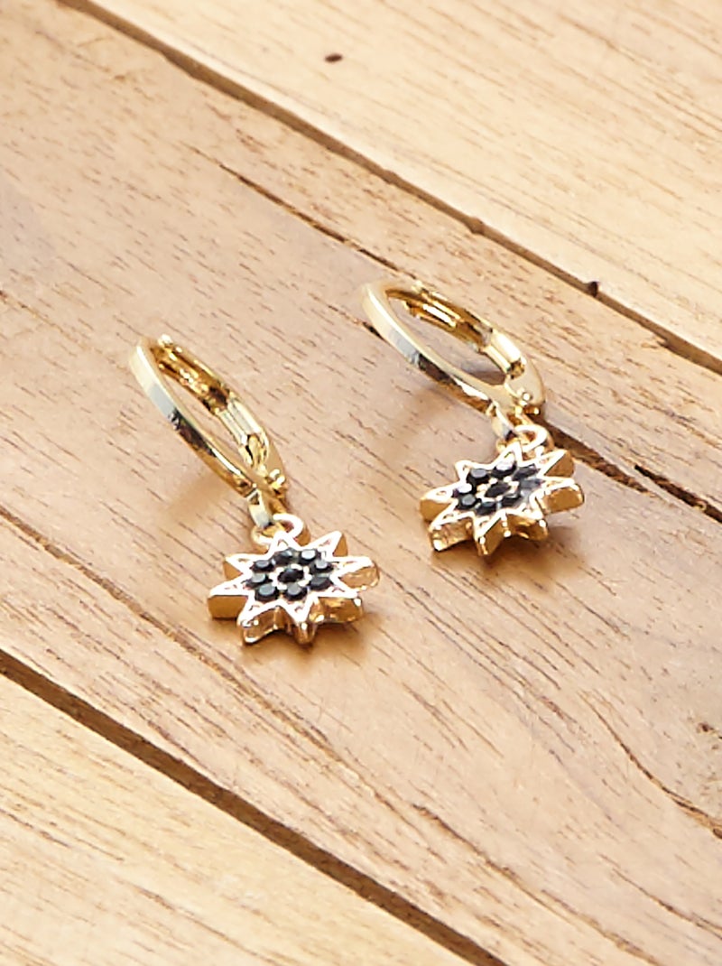 Oorbellen met ringen en stervormige bedel goudkleur - Kiabi