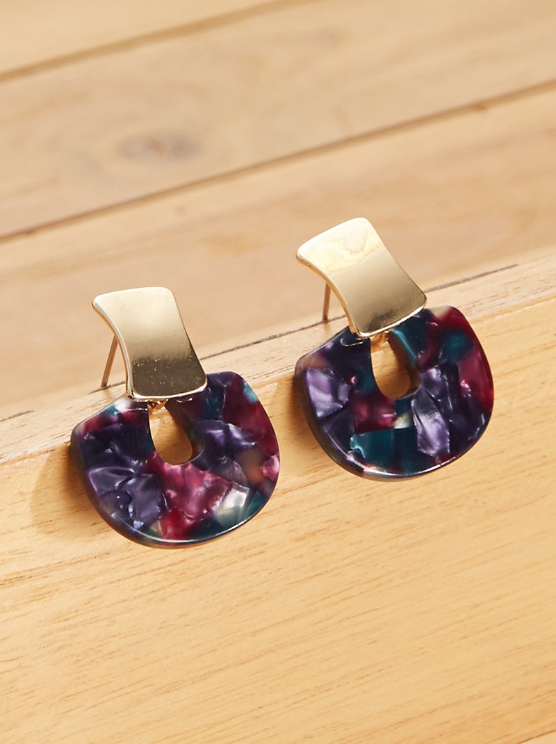 Oorbellen van hars blauw zwart - Kiabi