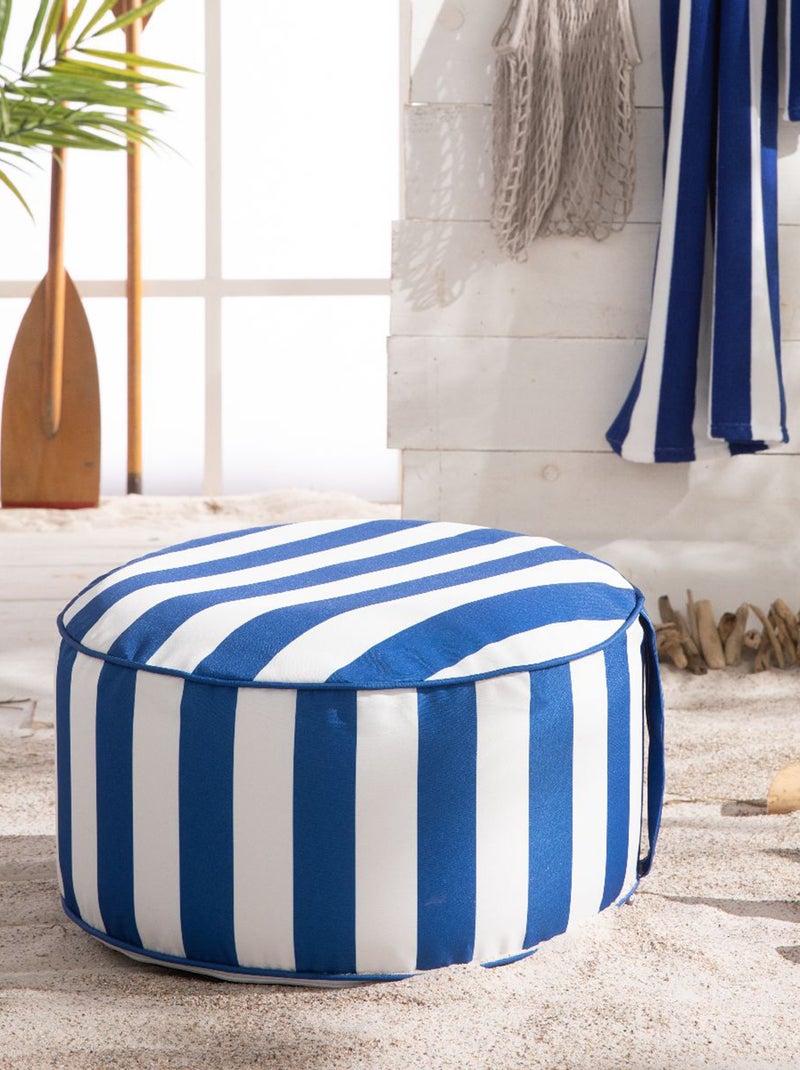 Opblaasbare, gestreepte poef BLAUW - Kiabi