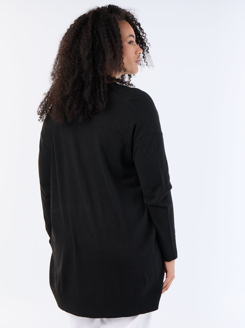 Open lang vest van fijne breistof Zwart - Kiabi