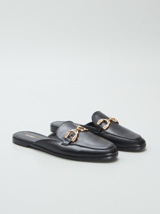 Open loafers met goudkleurig bandje