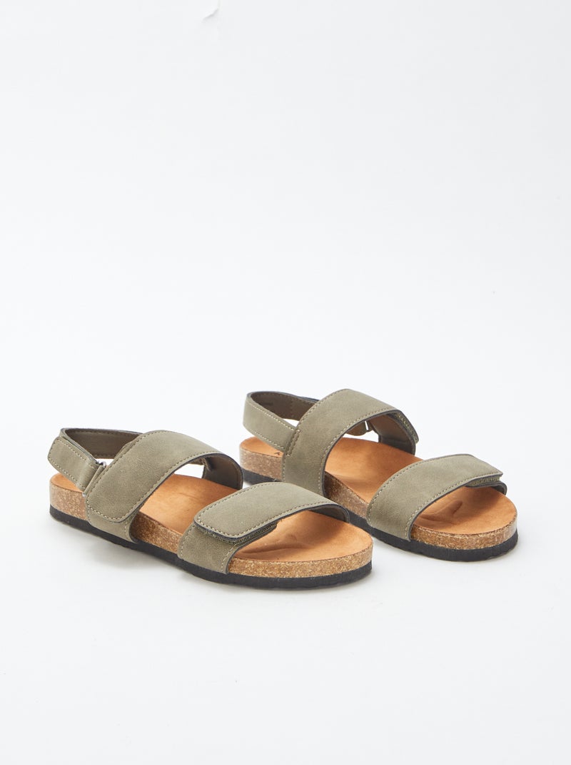 Open sandalen met klittenband KAKI - Kiabi