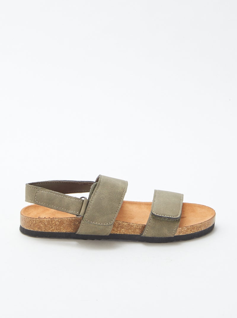 Open sandalen met klittenband KAKI - Kiabi