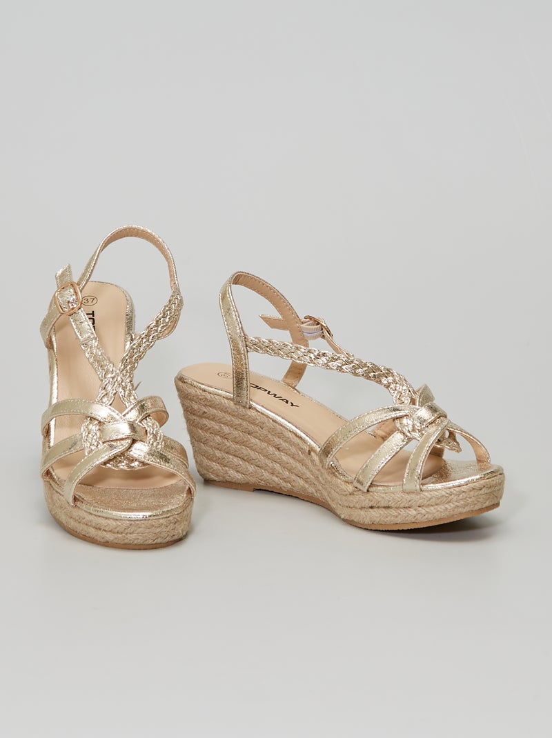 Open sandalen met sleehak Beige - Kiabi
