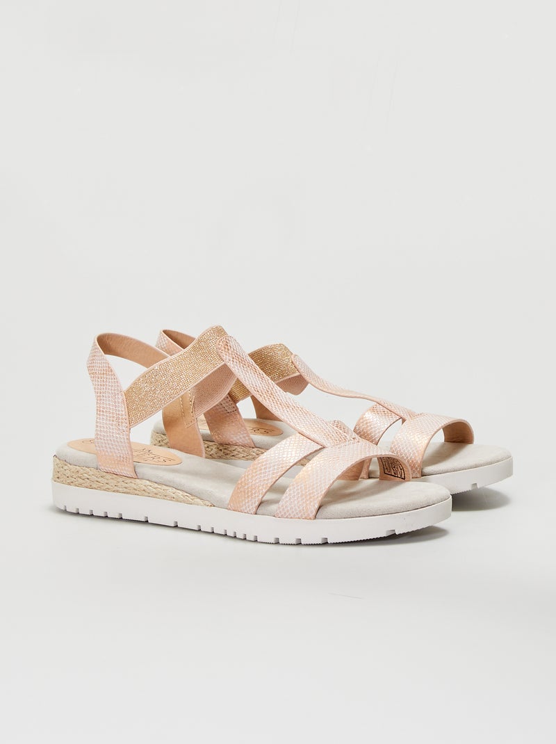 Open sandalen met sleehak roze - Kiabi