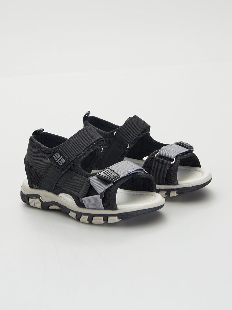 Open sandalen van textielstof zwart - Kiabi