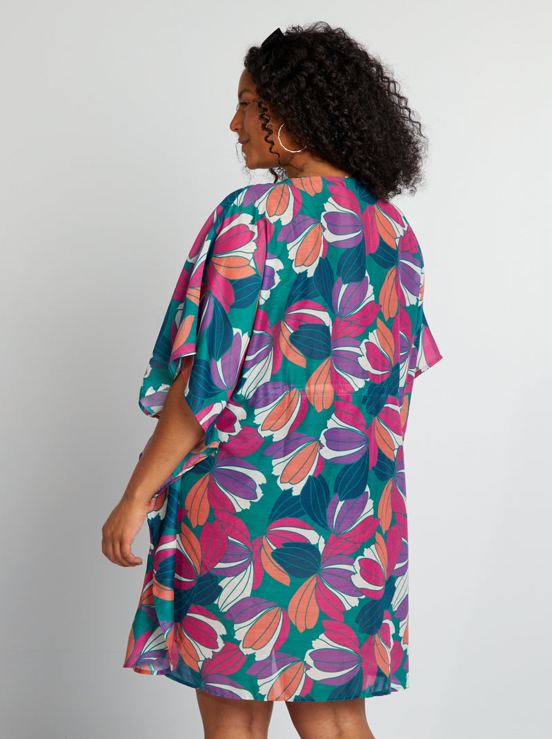 Open strandjurk met grote bloemenprint GROEN - Kiabi