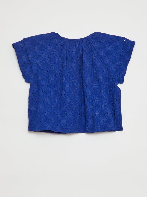 Opengewerkte top met ruchemouwen - Kiabi