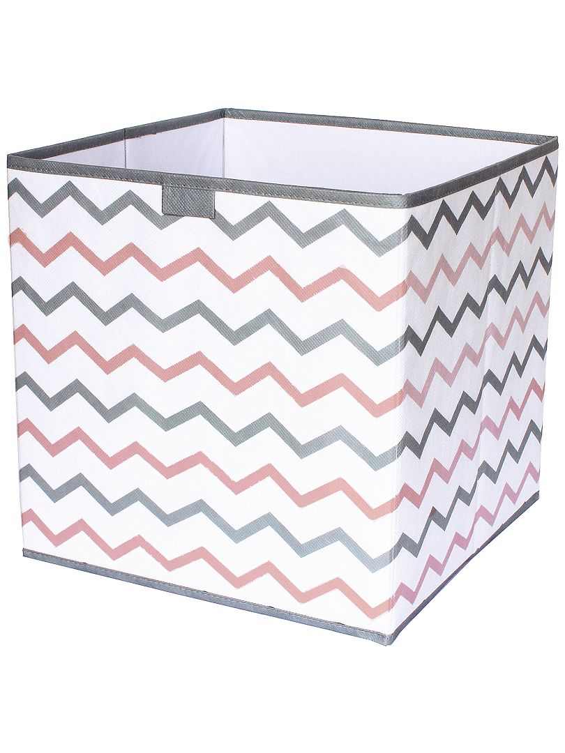 Opvouwbare opbergbox met zigzagprint gris/rose/blanc - Kiabi
