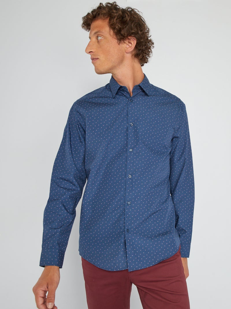 Origineel overhemd met rechte snit BLAUW - Kiabi