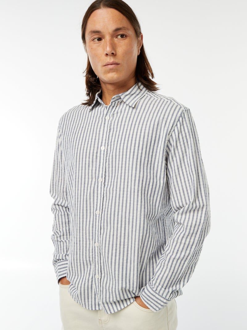 Originele blouse met lange mouw en een comfortabele snit Blauw - Kiabi