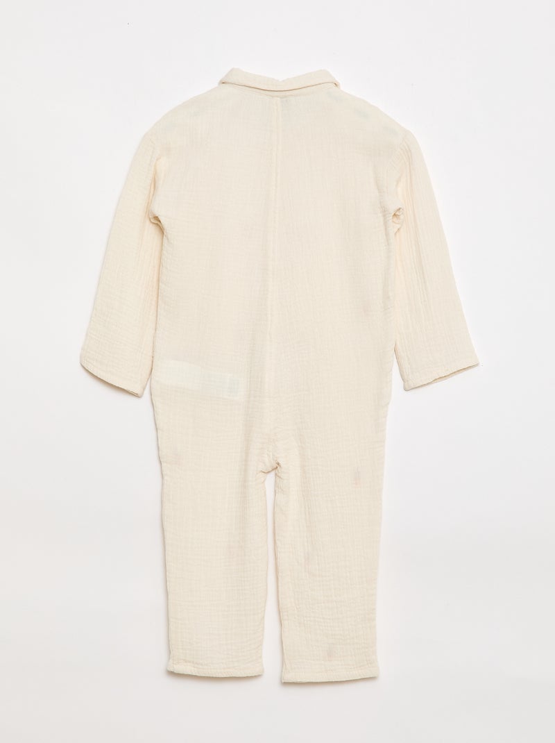 Overall bedrukte katoenen combi Wit - Kiabi
