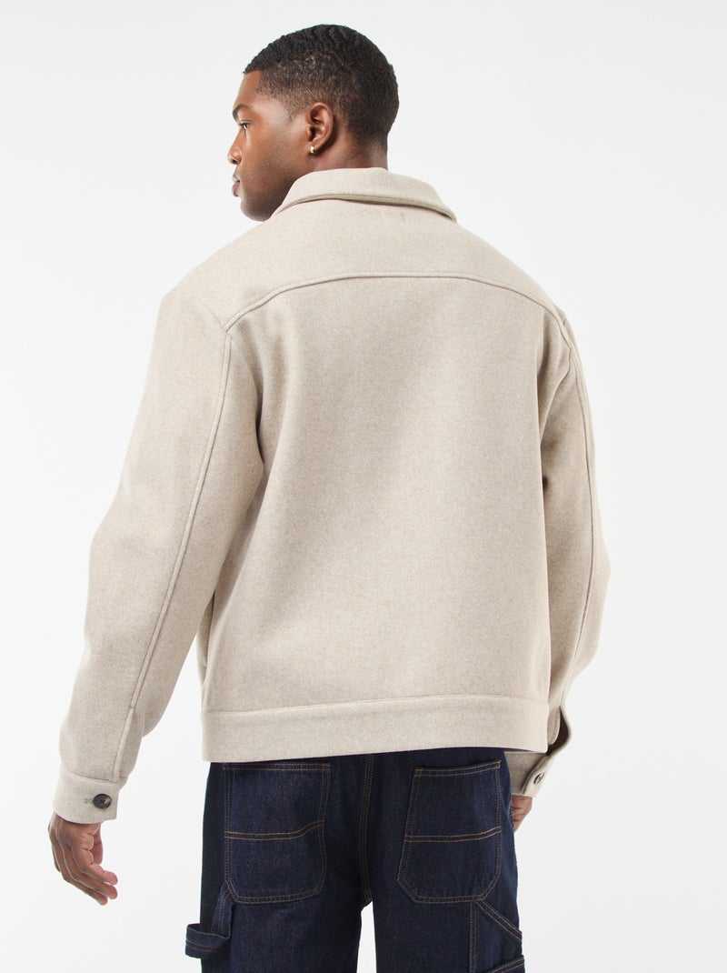 Overhemd met 2 borstzakjes met klepje en knoop Biege - Kiabi