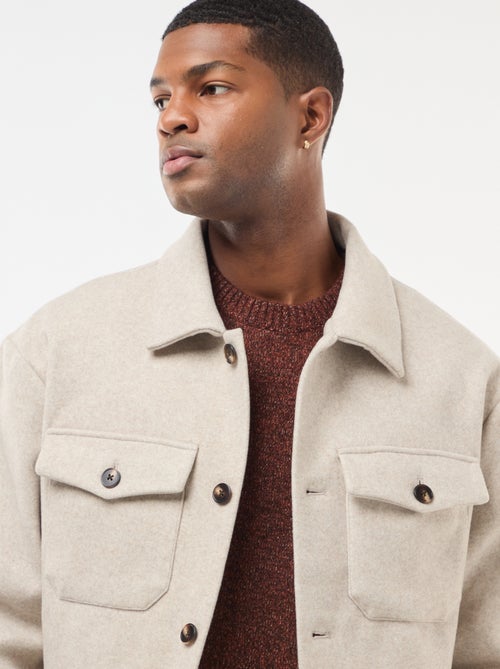 Overhemd met 2 borstzakjes met klepje en knoop - Kiabi