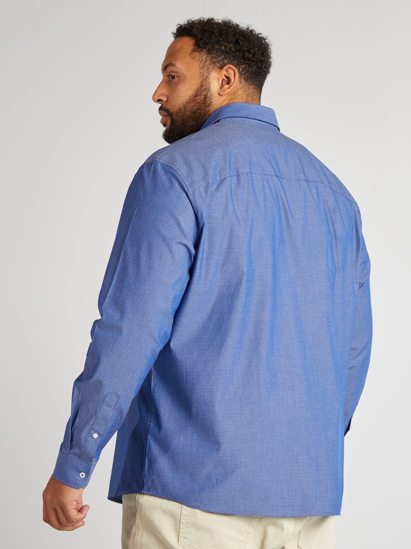 Overhemd met dobbymotiefje BLAUW - Kiabi