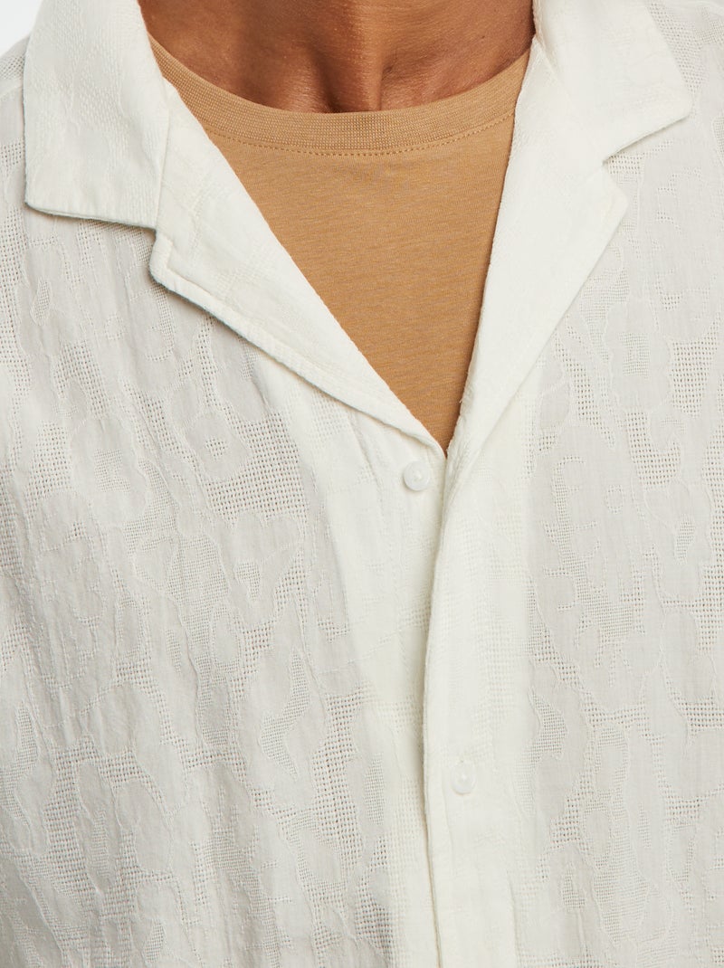 Overhemd met korte mouw en borduursel Wit - Kiabi