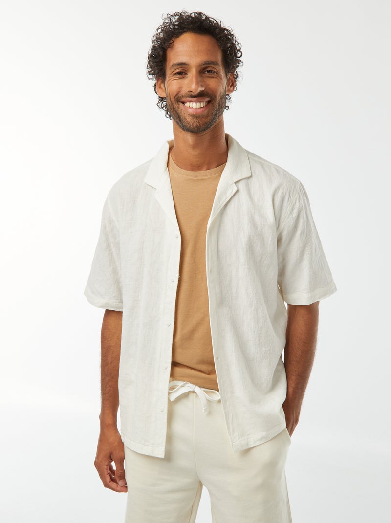 Overhemd met korte mouw en borduursel Wit - Kiabi