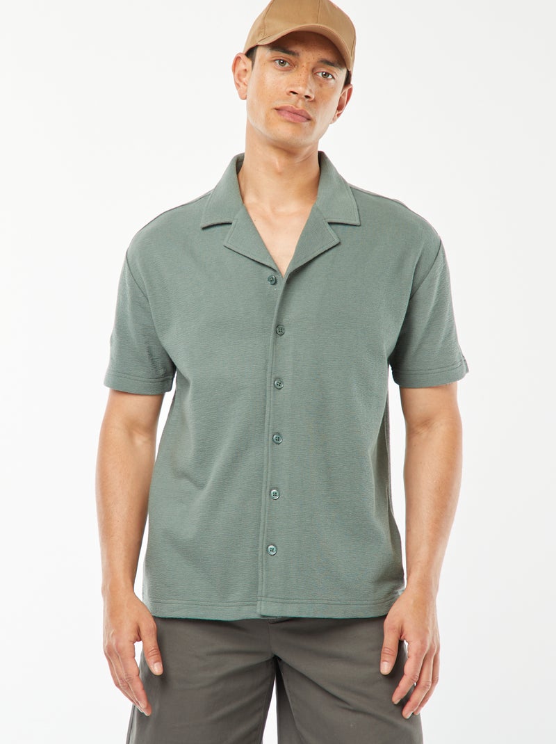 Overhemd met korte mouw en polokraagje GROEN - Kiabi