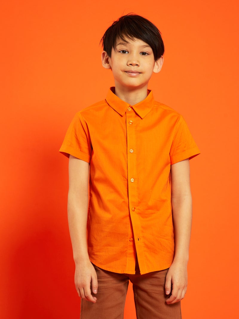 Overhemd met korte mouw ORANJE - Kiabi