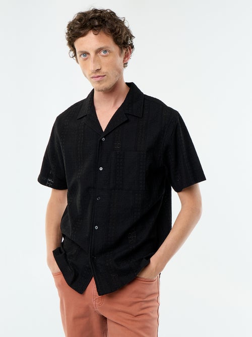 Overhemd met korte mouwen en broderie anglaise - Kiabi