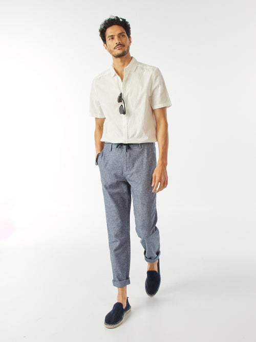 Overhemd met korte mouwen en geborduurd motiefje - Kiabi