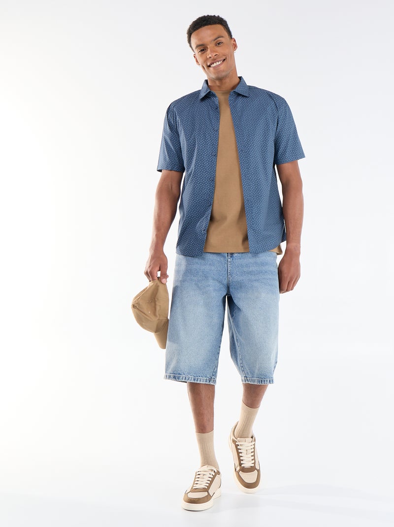 Overhemd met korte mouwen en knoopsluiting Blauw - Kiabi