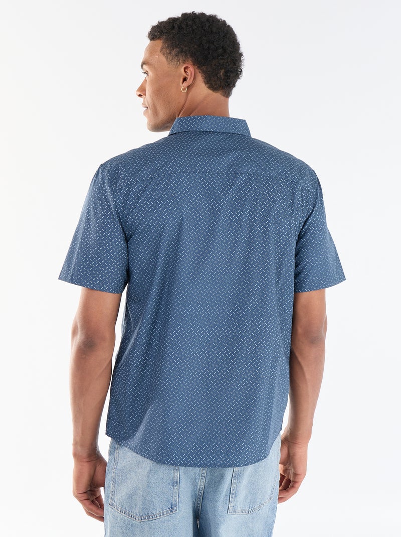 Overhemd met korte mouwen en knoopsluiting Blauw - Kiabi