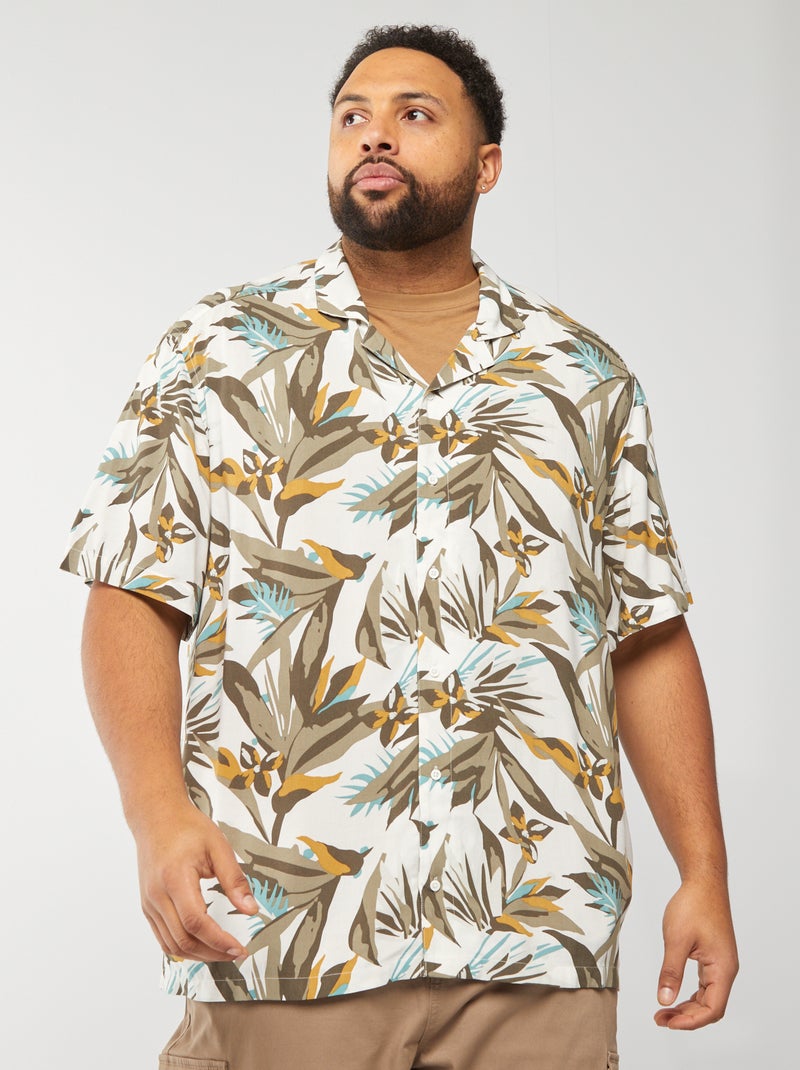 Overhemd met korte mouwen en motiefje GROEN - Kiabi