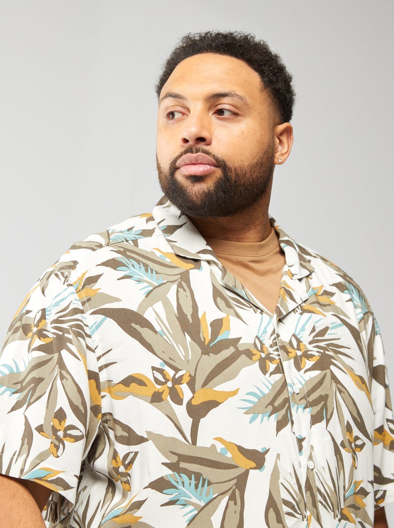 Overhemd met korte mouwen en motiefje GROEN - Kiabi