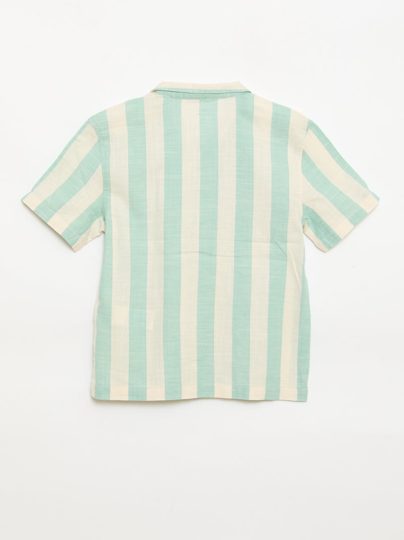 Overhemd met korte mouwen en strepen Groen - Kiabi