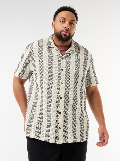 Overhemd met korte mouwen van ajourgebreide stof - Kiabi