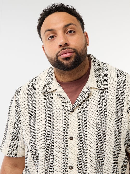 Overhemd met korte mouwen van ajourgebreide stof - Kiabi