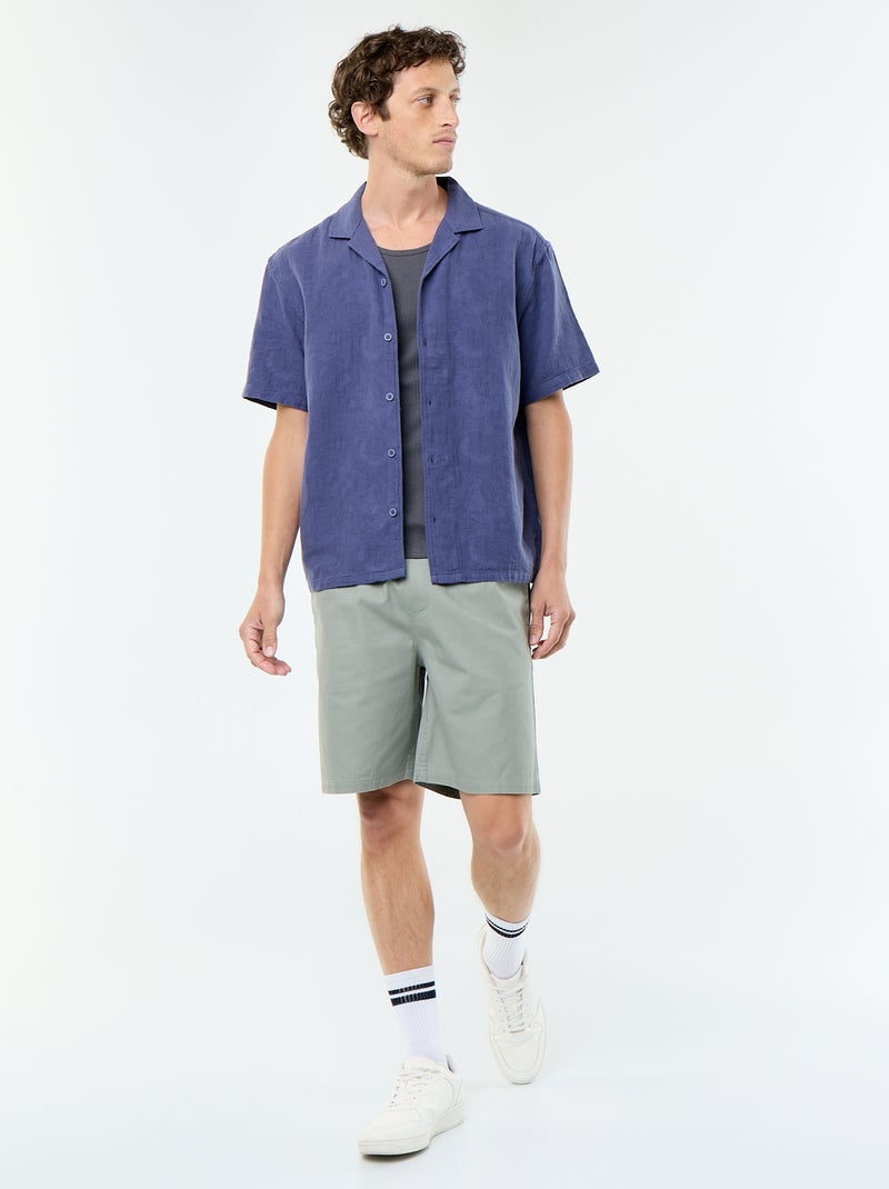 Overhemd met korte mouwen van fantasiestof Blauw - Kiabi