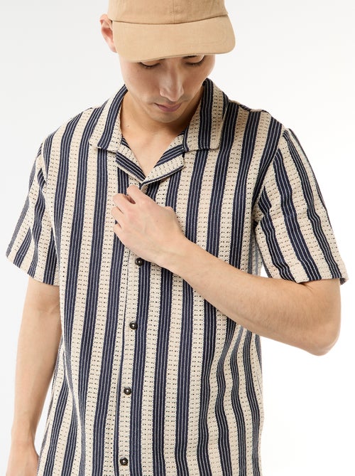 Overhemd met korte mouwen van gehaakte stof - Kiabi