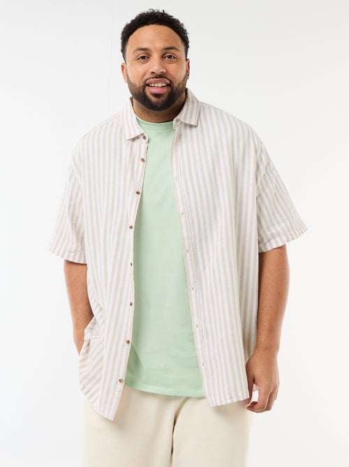 Overhemd met korte mouwen van gemengd linnen - Kiabi