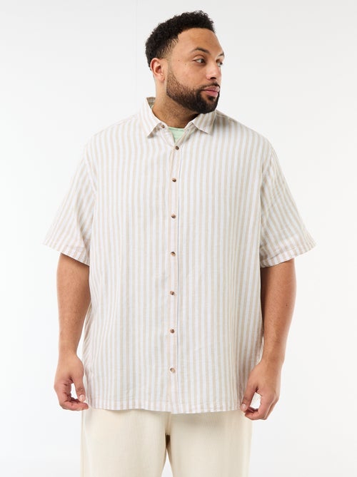 Overhemd met korte mouwen van gemengd linnen - Kiabi