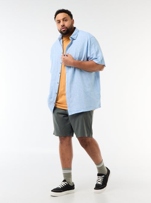 Overhemd met korte mouwen van gemengd linnen - Kiabi