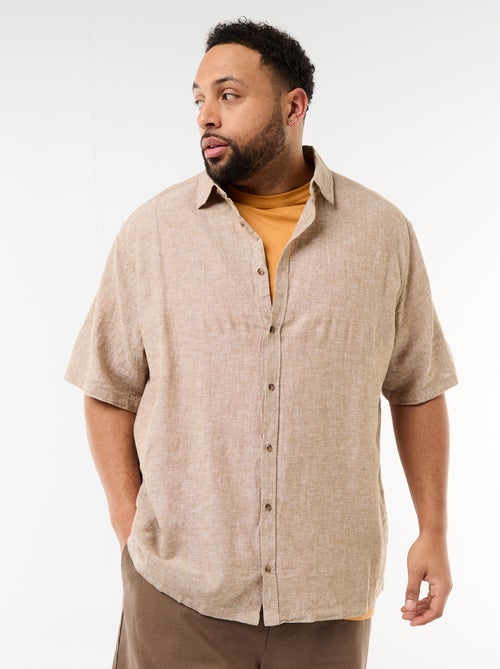 Overhemd met korte mouwen van gemengd linnen - Kiabi