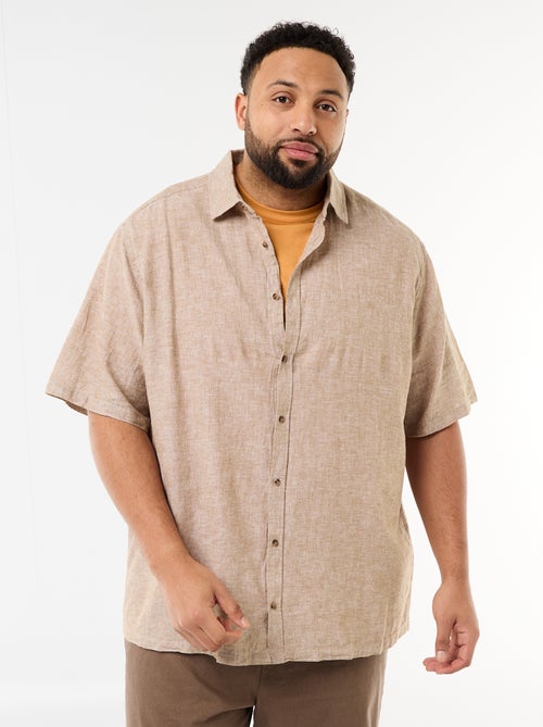 Overhemd met korte mouwen van gemengd linnen - Kiabi