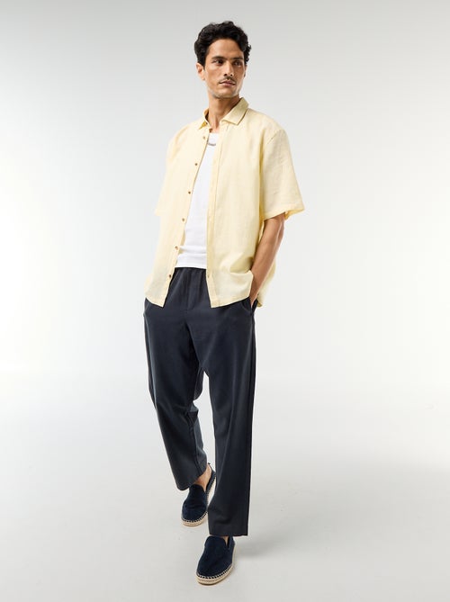 Overhemd met korte mouwen van gemengd linnen - Kiabi