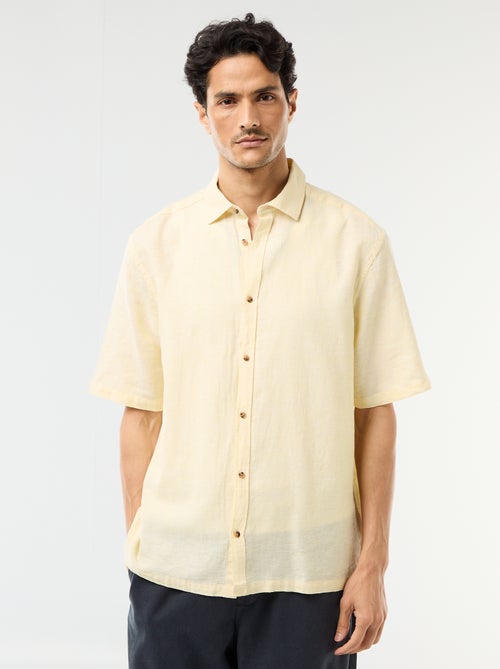 Overhemd met korte mouwen van gemengd linnen - Kiabi