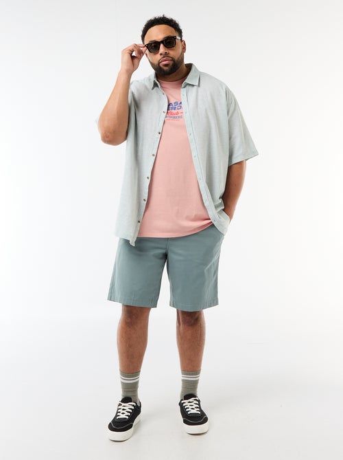 Overhemd met korte mouwen van gemengd linnen - Kiabi