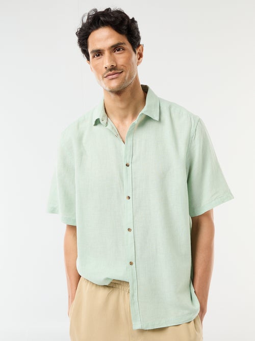 Overhemd met korte mouwen van gemengd linnen - Kiabi