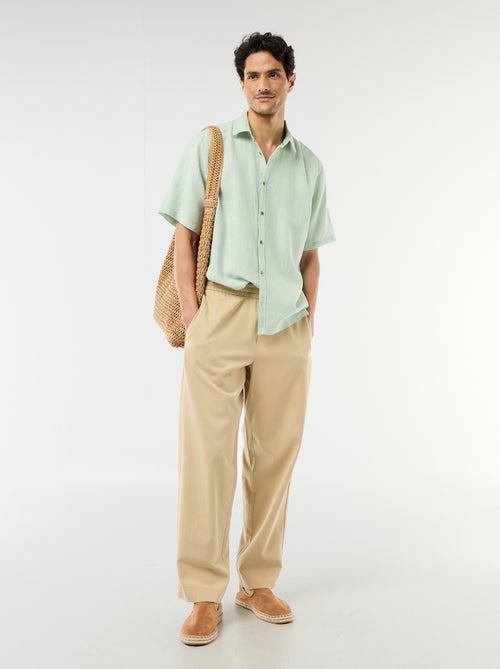 Overhemd met korte mouwen van gemengd linnen - Kiabi