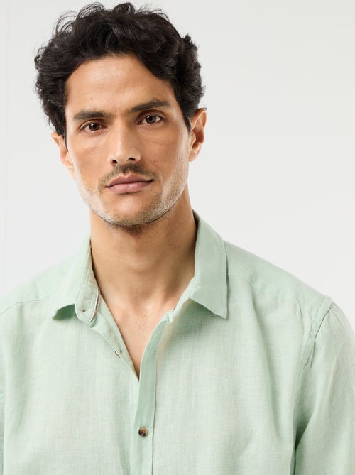 Overhemd met korte mouwen van gemengd linnen - Kiabi